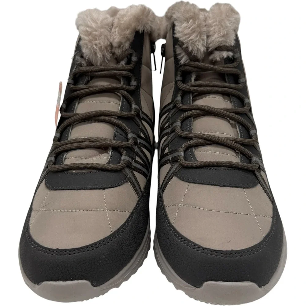 Cheeks Fit Body Winter Boots Scotchgard Faux‎ Fur Taupe Size 9 New